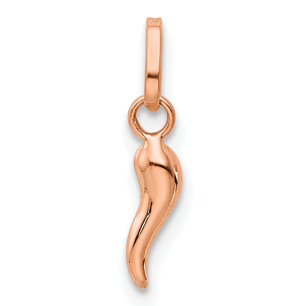 14k Rose Gold Small 3-D Italian Horn Charm Pendant