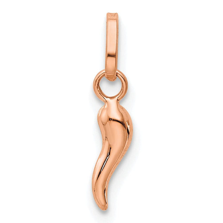 14k Rose Gold Small 3-D Italian Horn Charm Pendant