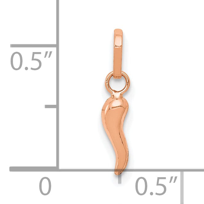 14k Rose Gold Small 3-D Italian Horn Charm Pendant