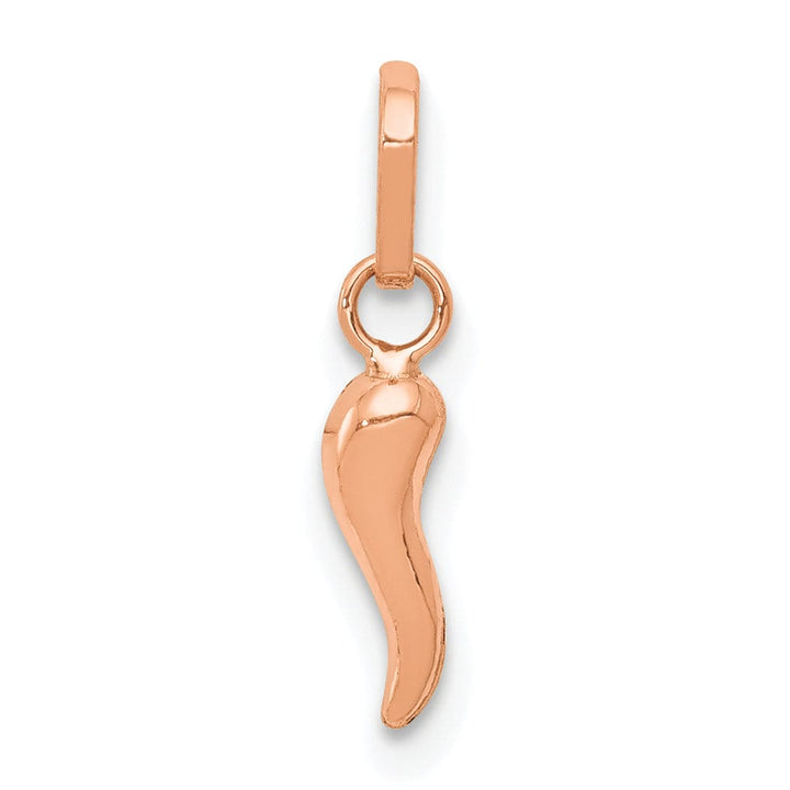 14k Rose Gold Small 3-D Italian Horn Charm Pendant
