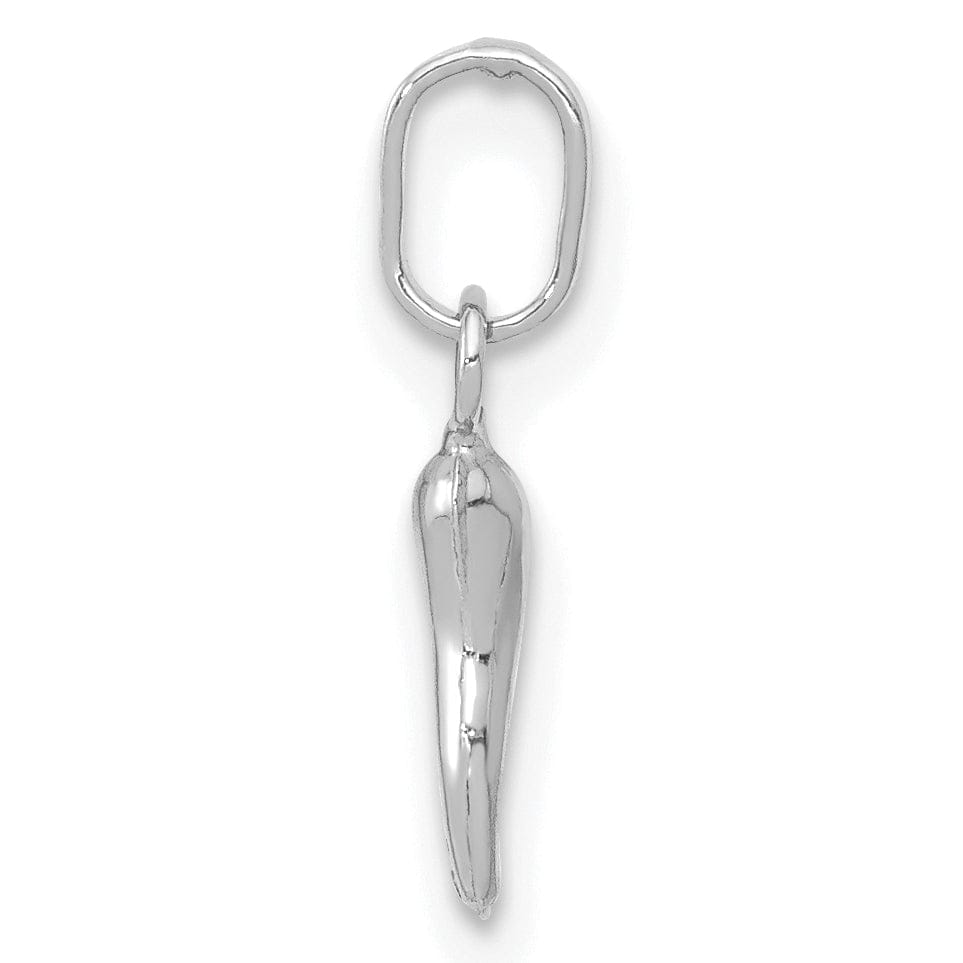 14k White Gold Small Size 3-D Italian Horn Charm