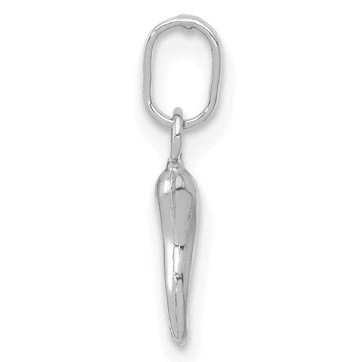 14k White Gold Small Size 3-D Italian Horn Charm