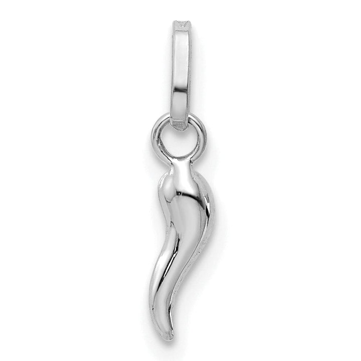 14k White Gold Small Size 3-D Italian Horn Charm