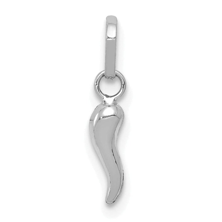14k White Gold Small Size 3-D Italian Horn Charm