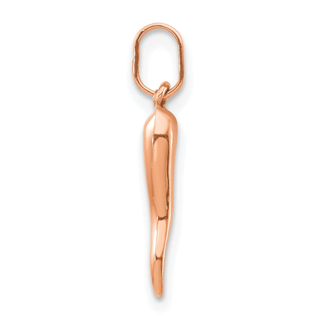 14k Rose Gold 3-D Italian Horn Charm Pendant