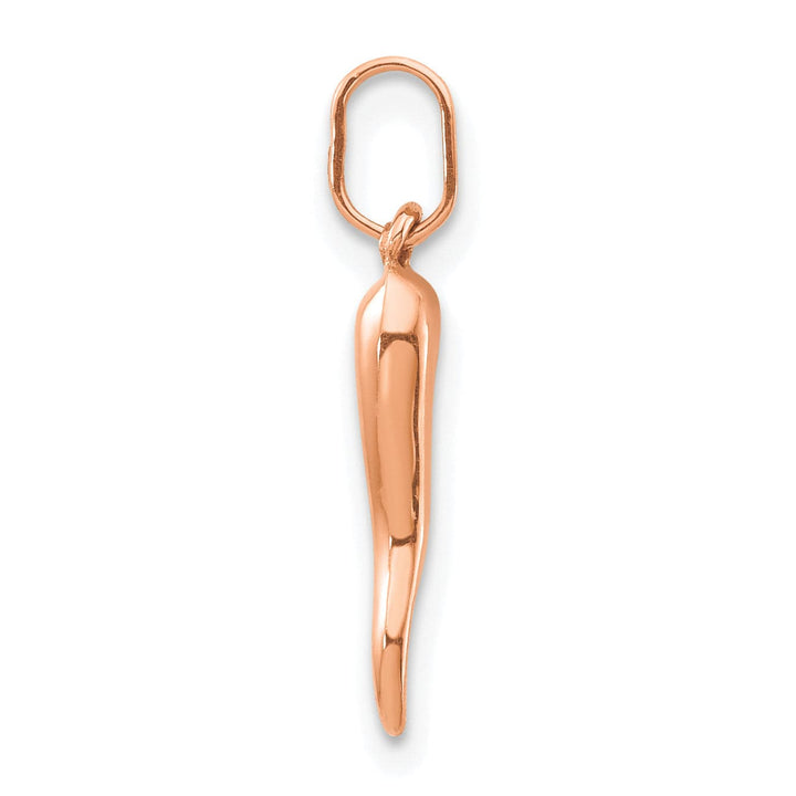 14k Rose Gold 3-D Italian Horn Charm Pendant