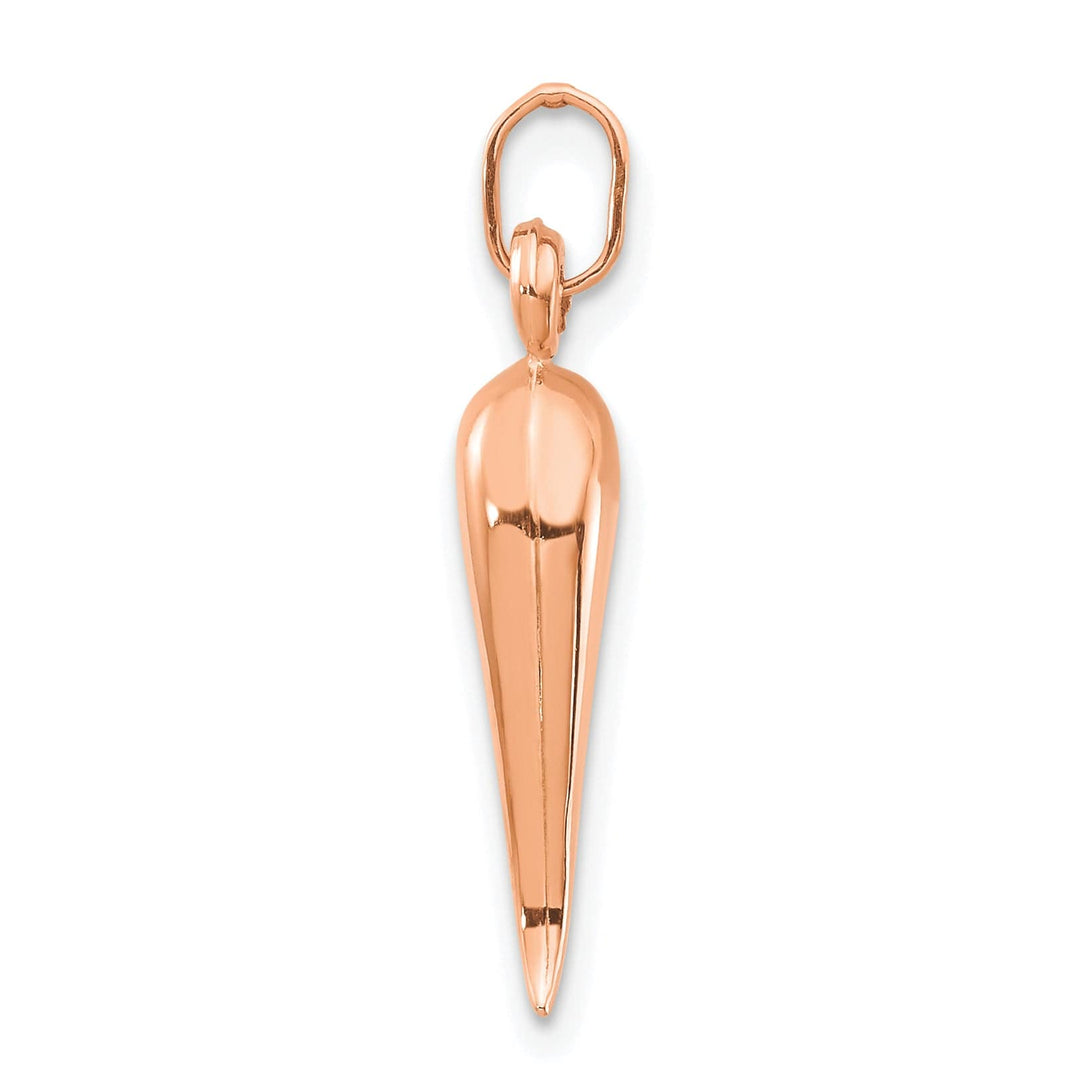 14k Rose Gold Hollow 3-D Italian Horn Charm Pendant