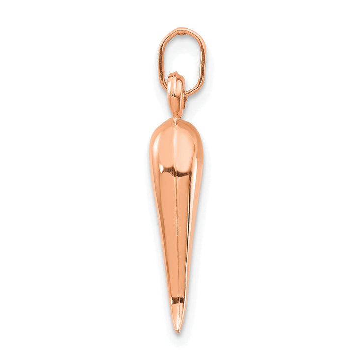 14k Rose Gold Hollow 3-D Italian Horn Charm Pendant