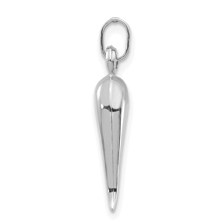 14k White Gold Hollow 3-D Italian Horn Charm Pendant