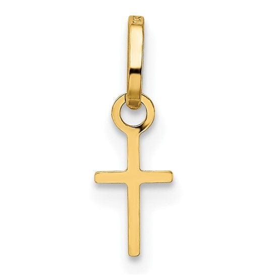 14k Yellow Gold Tiny Cross Charm Pendant