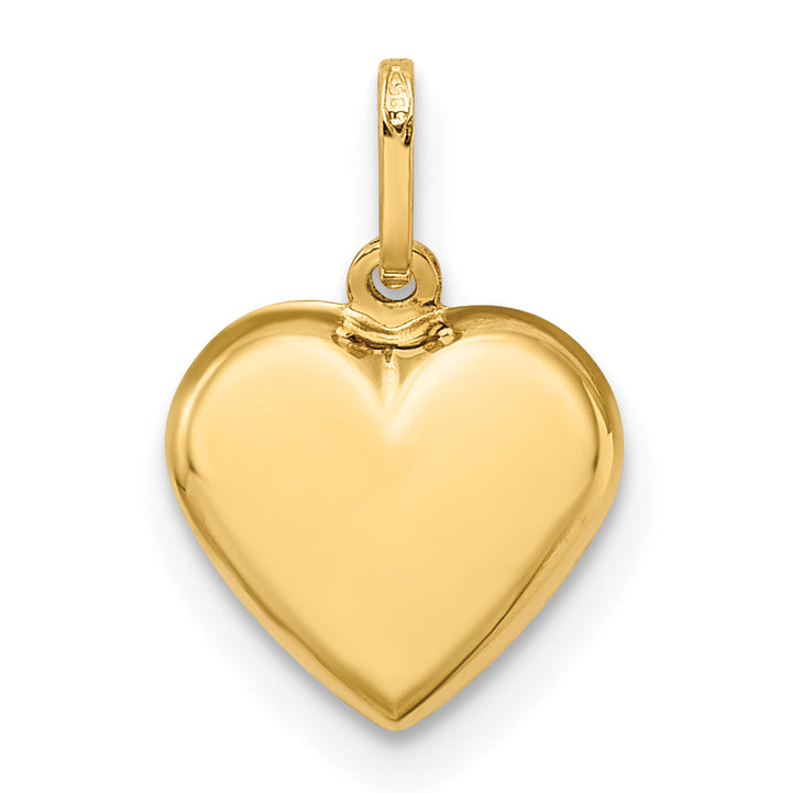 14k Yellow Gold Fancy  3-D Puffed Design Heart Pendant