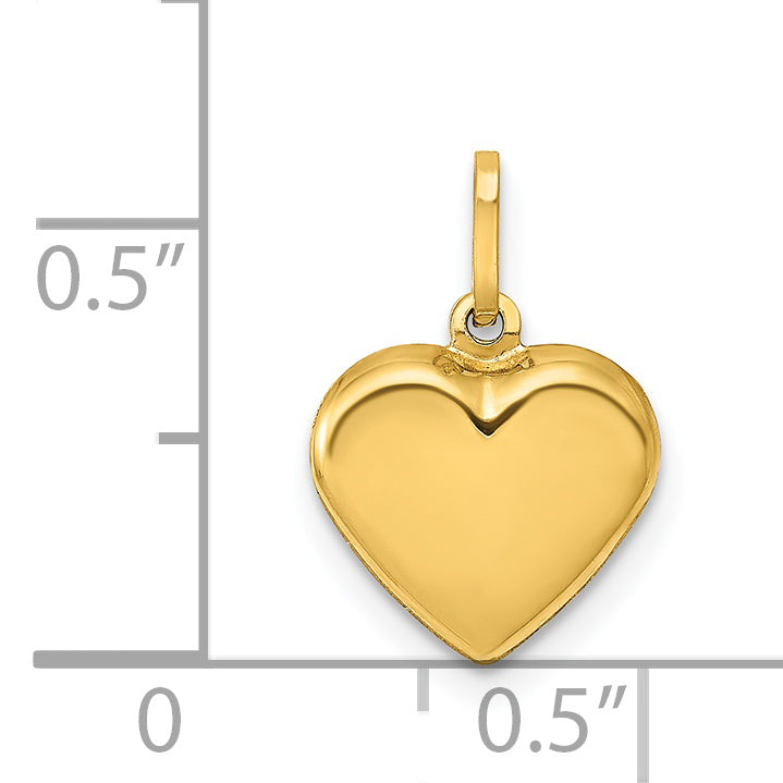 14k Yellow Gold Fancy  3-D Puffed Design Heart Pendant