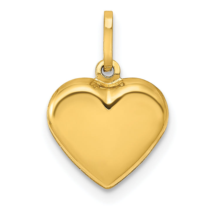 14k Yellow Gold Fancy  3-D Puffed Design Heart Pendant