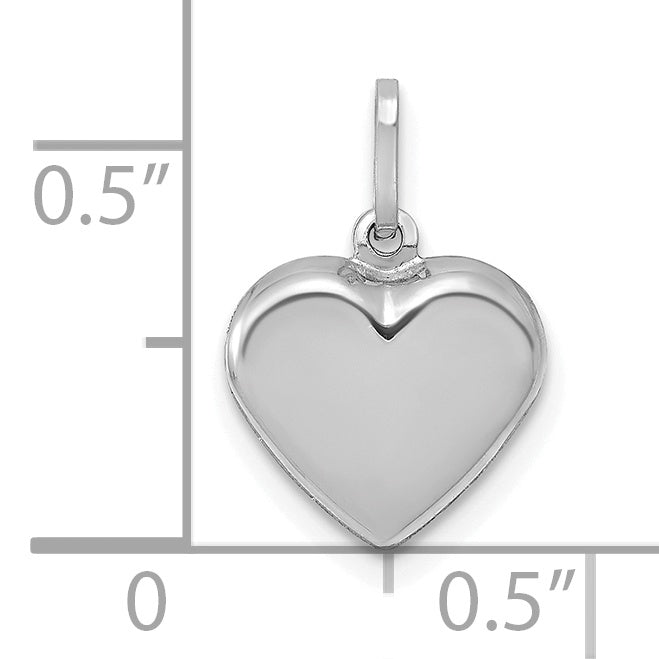 14K White Gold Polished Finish 3-D Heart Pendant