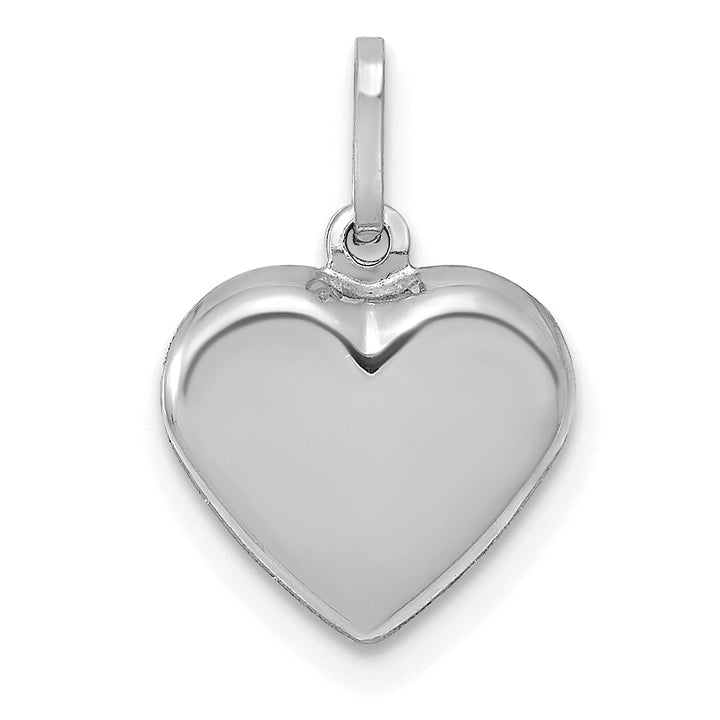 14K White Gold Polished Finish 3-D Heart Pendant