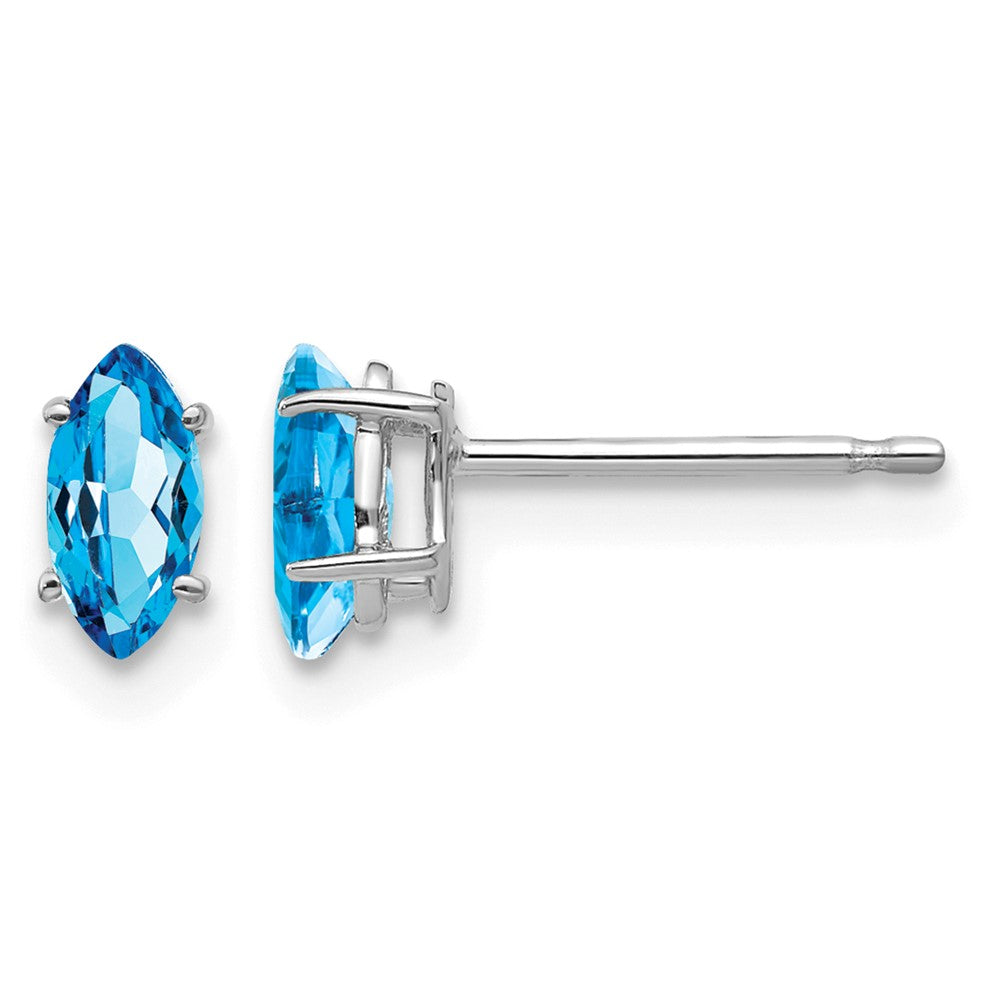 14K White Gold 6x3mm Marquise Post Earrings, view 1 of 12