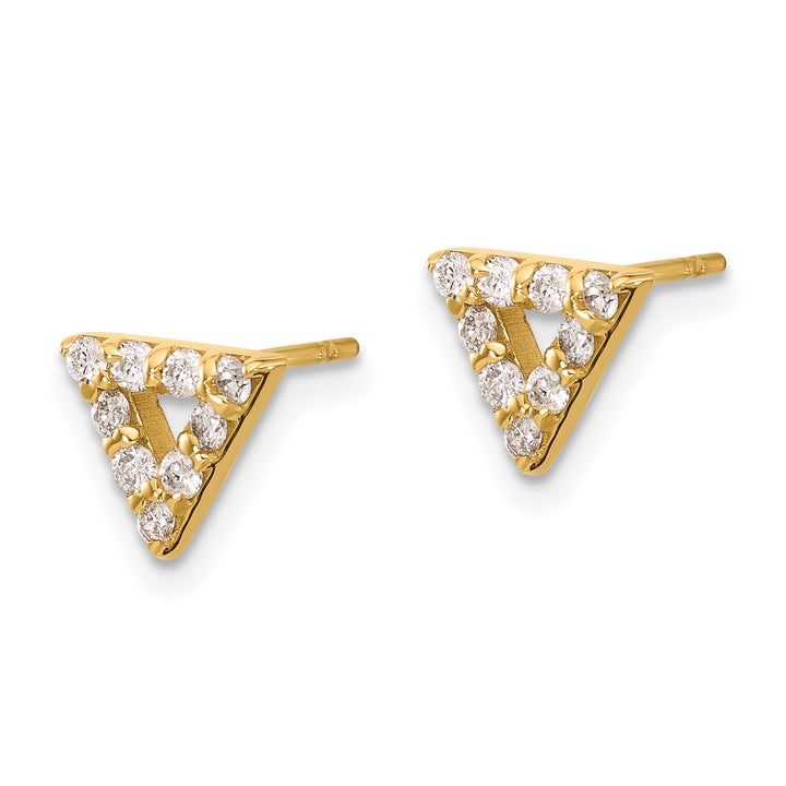 14k Yellow Gold 1/3 CT Diamond Open Design Triangle Post Earrings