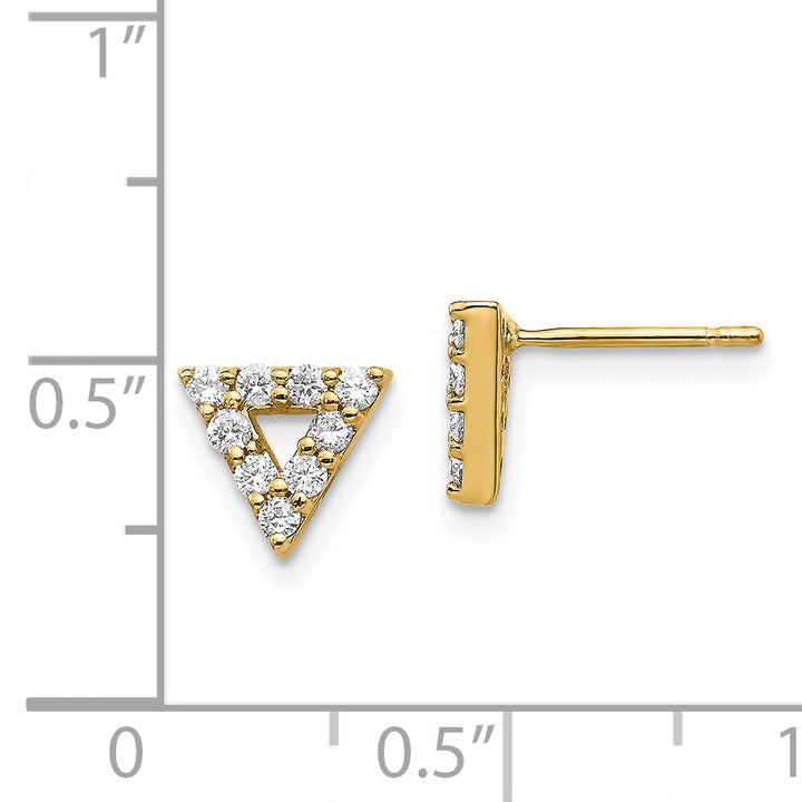 14k Yellow Gold 1/3 CT Diamond Open Design Triangle Post Earrings