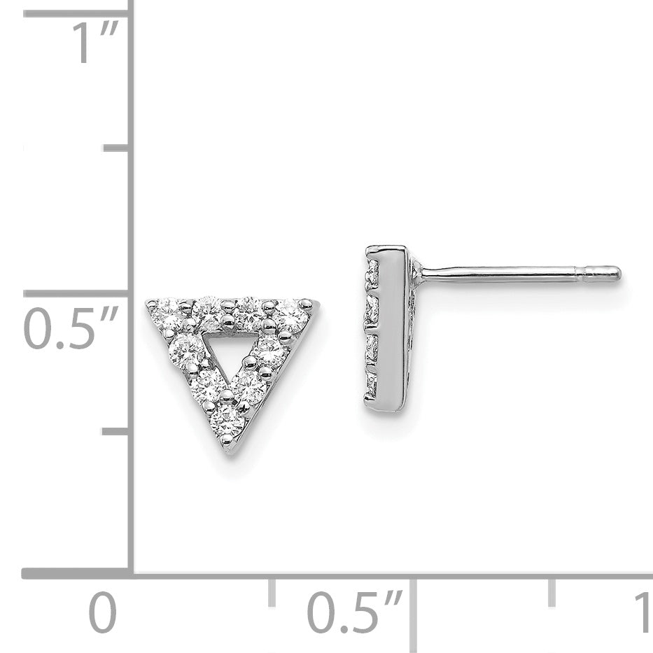 14k White Gold 1/3 CT Diamond Open Triangle Design Post Earrings