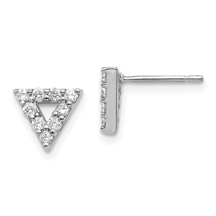 14k White Gold 1/3 CT Diamond Open Triangle Design Post Earrings