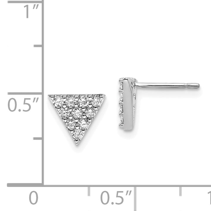 14k White Gold 1/3 CT Diamond Cluster Triangle Post Earrings