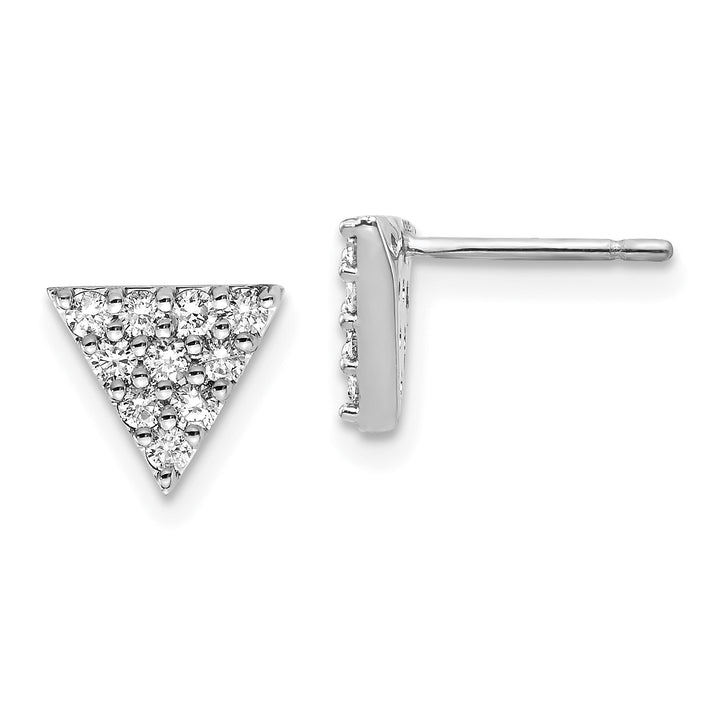 14k White Gold 1/3 CT Diamond Cluster Triangle Post Earrings