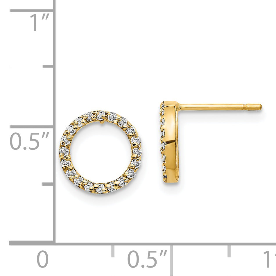 14k Yellow Gold 1/6 CT Diamond Open Circle Design Post Earrings