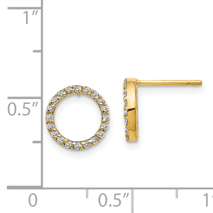 14k Yellow Gold 1/6 CT Diamond Open Circle Design Post Earrings