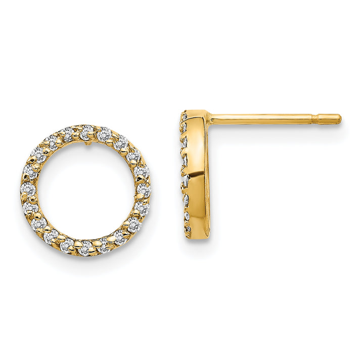 14k Yellow Gold 1/6 CT Diamond Open Circle Design Post Earrings