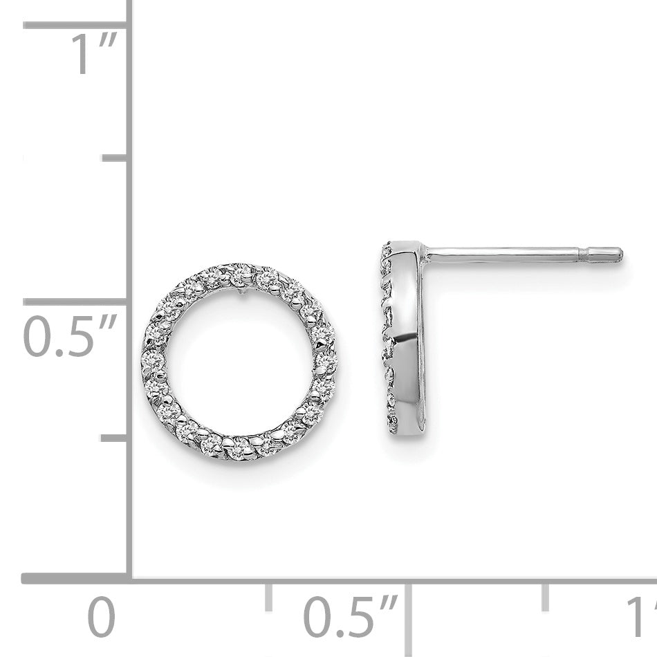 14k White Gold 1/6 CT Diamond Open Circle Design Post Earrings