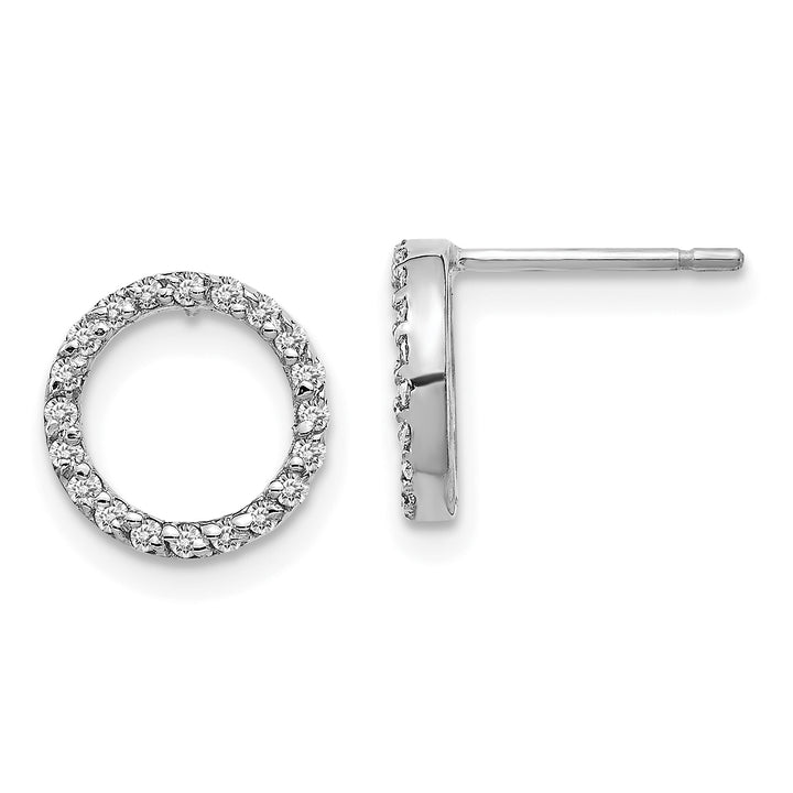 14k White Gold 1/6 CT Diamond Open Circle Design Post Earrings