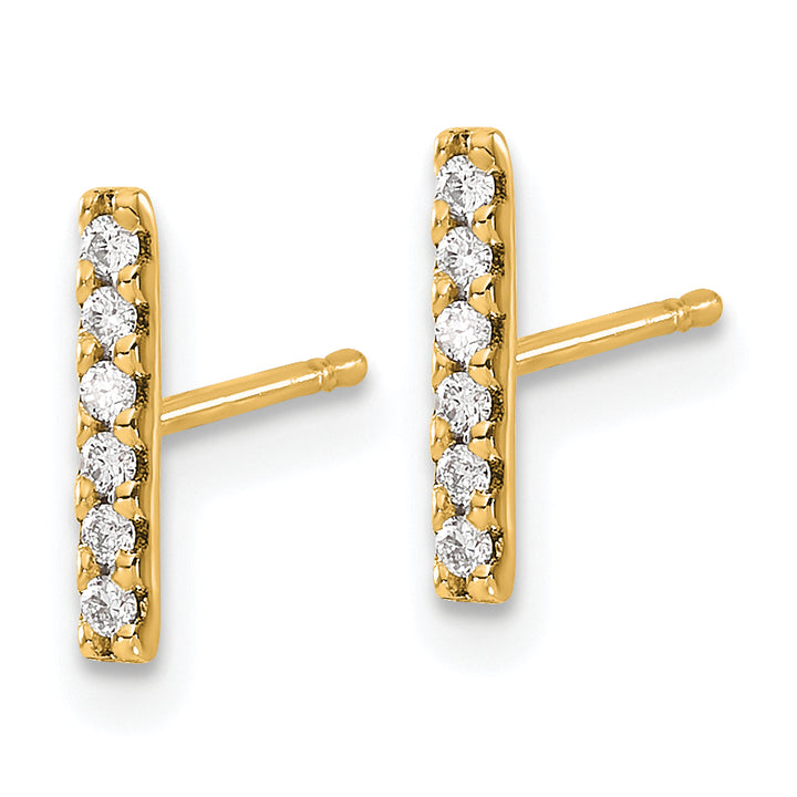 14k Yellow Gold 1/10 CT 6-Stone Diamond Bar Post Earrings