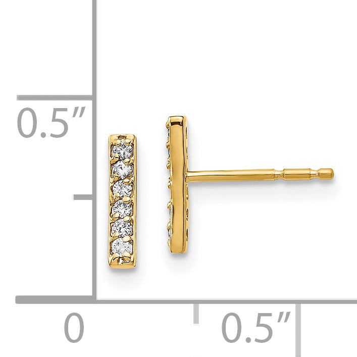 14k Yellow Gold 1/10 CT 6-Stone Diamond Bar Post Earrings