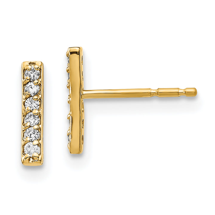 14k Yellow Gold 1/10 CT 6-Stone Diamond Bar Post Earrings