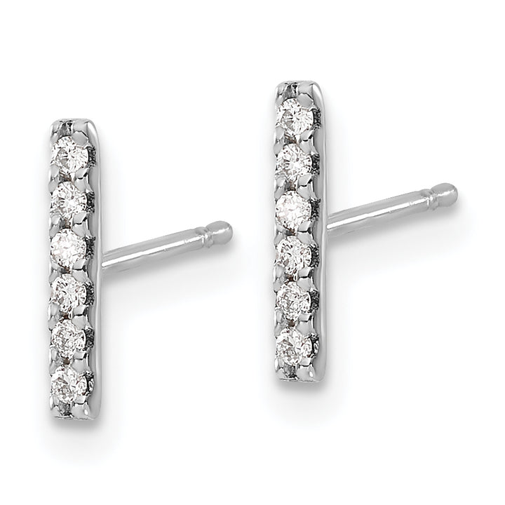 14k White Gold 1/10 CT Diamond Bar Design Earrings
