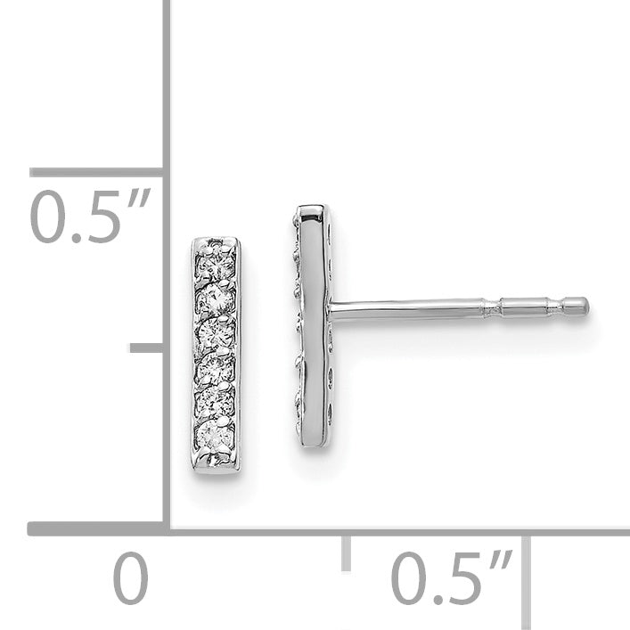 14k White Gold 1/10 CT Diamond Bar Design Earrings