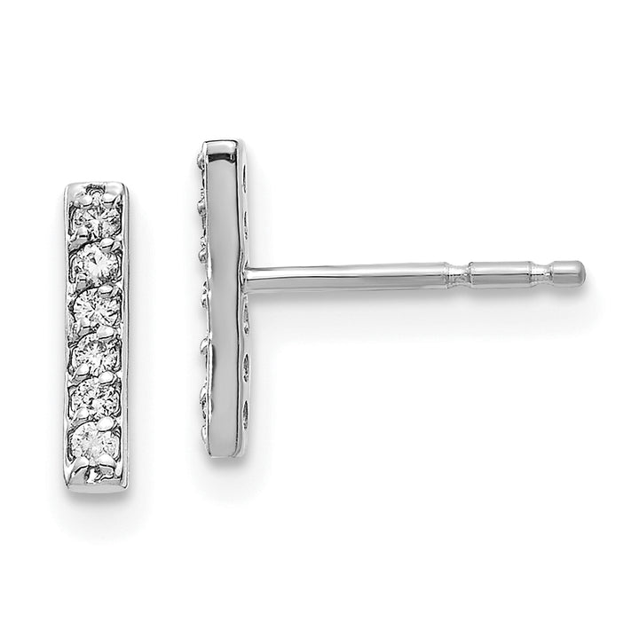 14k White Gold 1/10 CT Diamond Bar Design Earrings