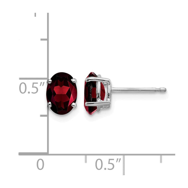 14K White Gold 7x5mm Oval Garnet Post Earrings, view 4 of 4