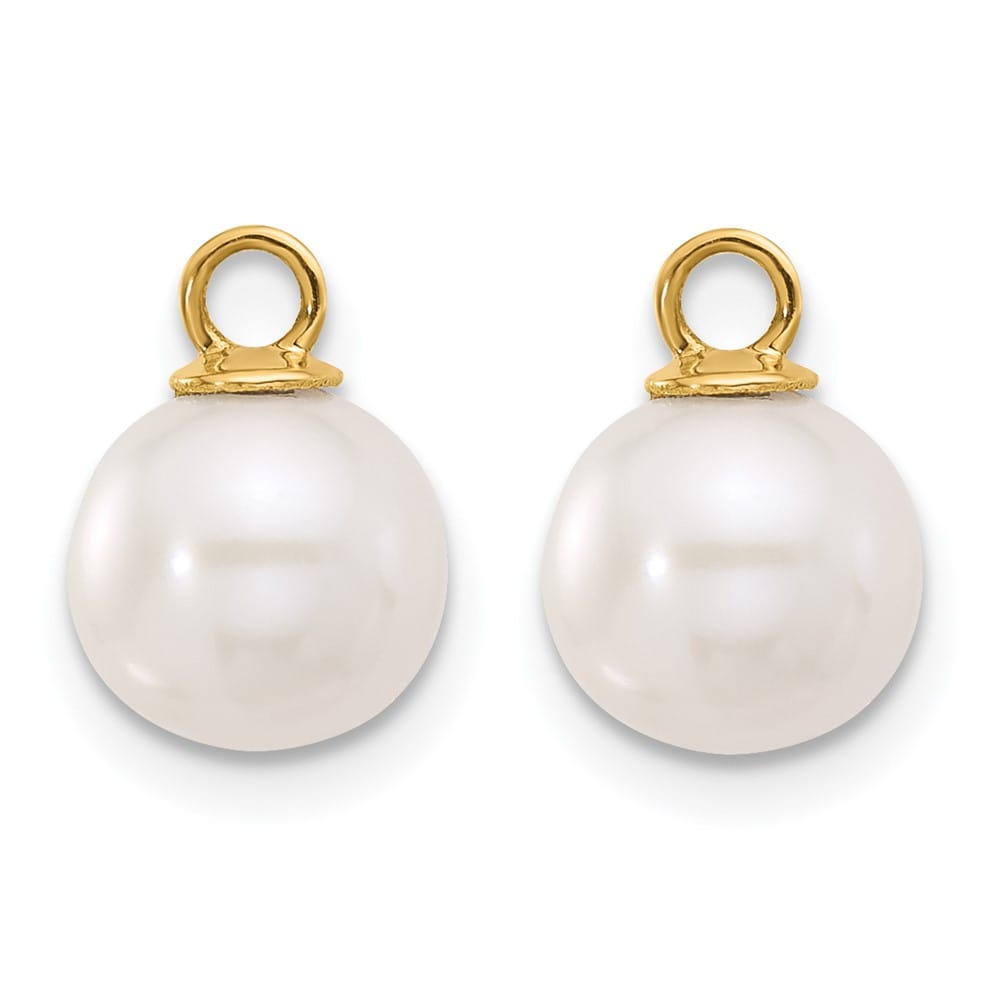 14K Yellow Gold 7-8mm Black and White Freshwater Pearl Earrings