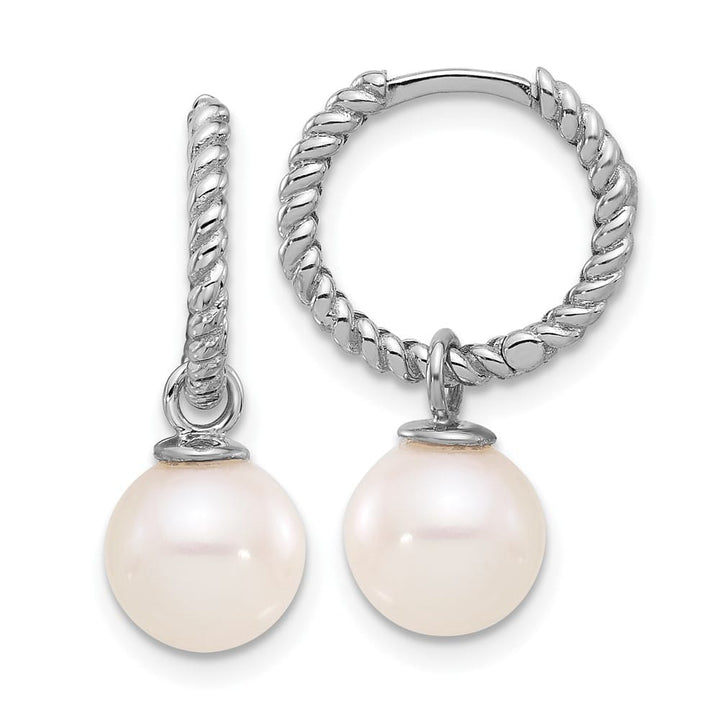 14K White Gold 7-8mm Black and White Freshwater Pearl Earrings