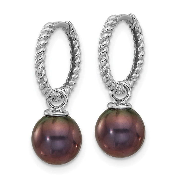 14K White Gold 7-8mm Black and White Freshwater Pearl Earrings