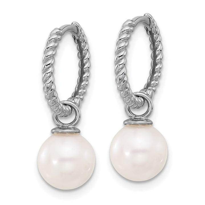 14K White Gold 7-8mm Black and White Freshwater Pearl Earrings