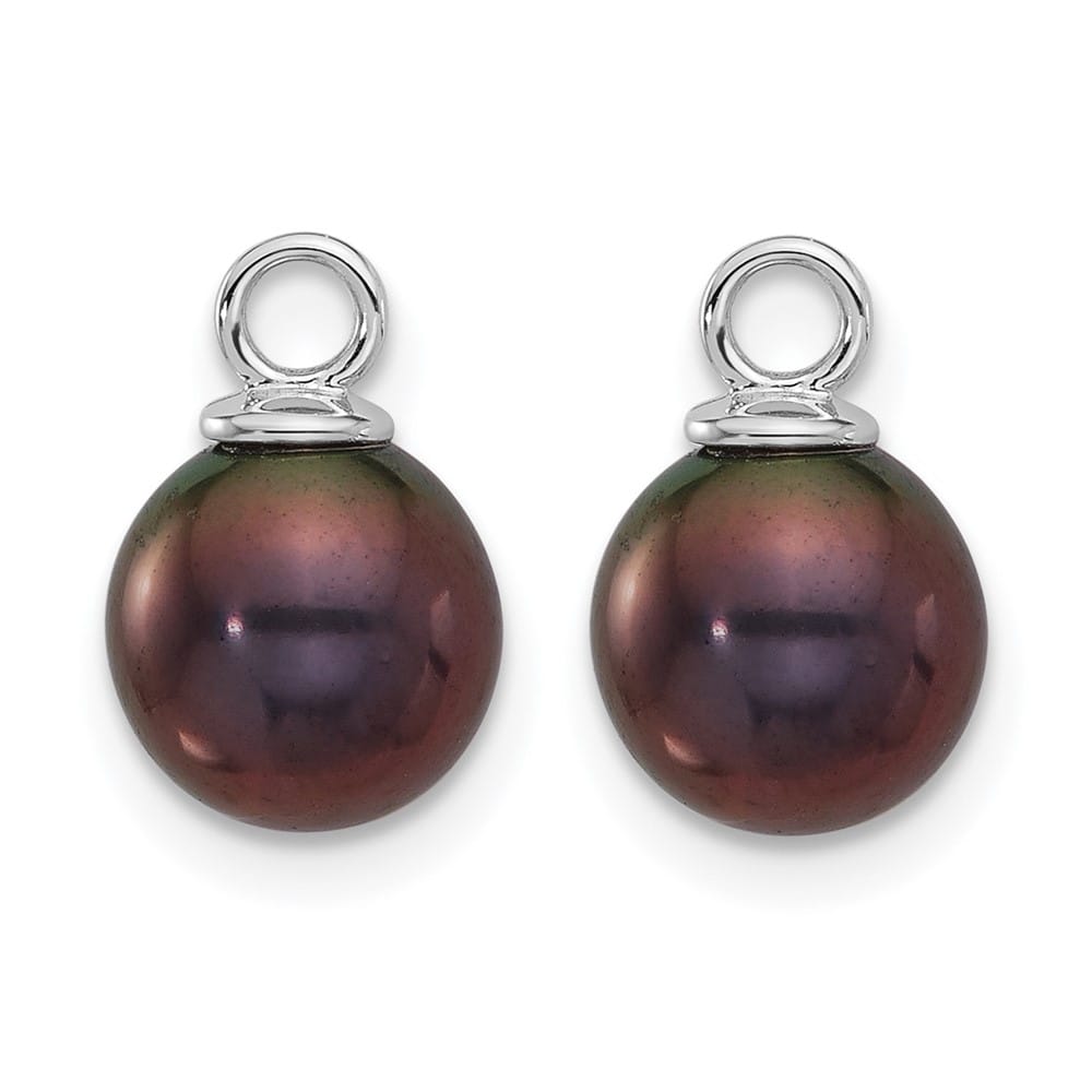 14K White Gold 7-8mm Black and White Freshwater Pearl Earrings