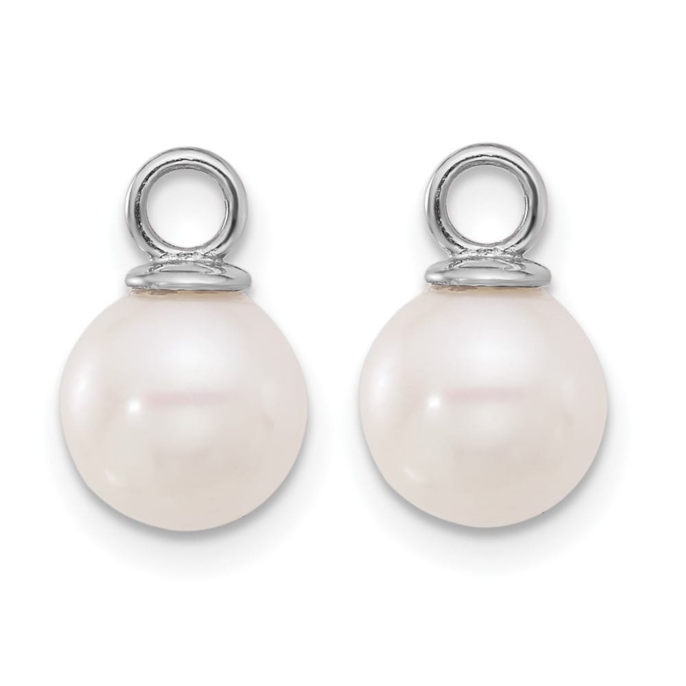 14K White Gold 7-8mm Black and White Freshwater Pearl Earrings