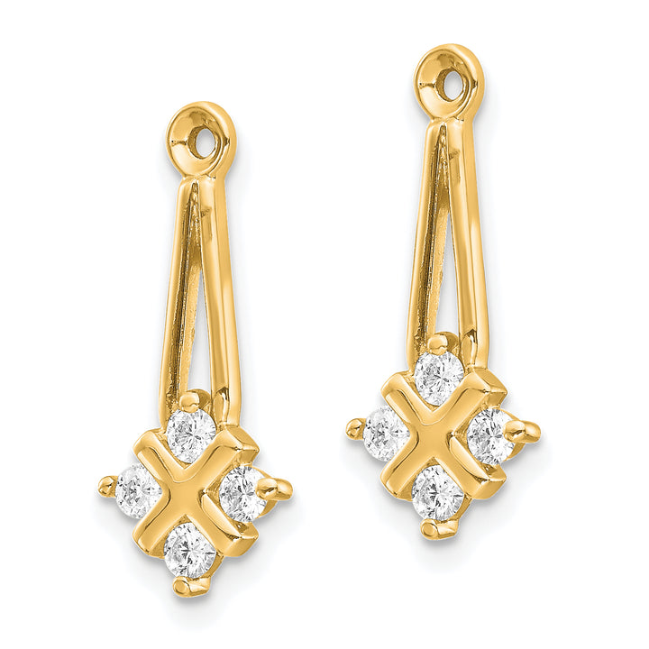 14k Yellow Gold 1/4 CT I2 Diamond Dangle Cluster Earring Jackets