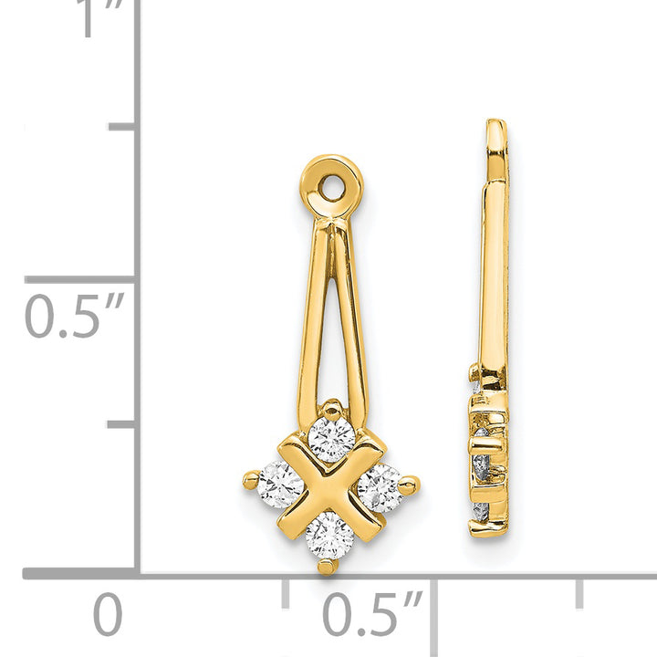 14k Yellow Gold 1/4 CT I2 Diamond Dangle Cluster Earring Jackets