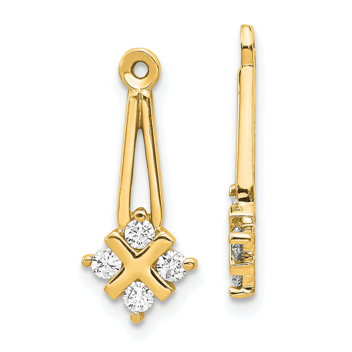 14k Yellow Gold 1/4 CT I2 Diamond Dangle Cluster Earring Jackets