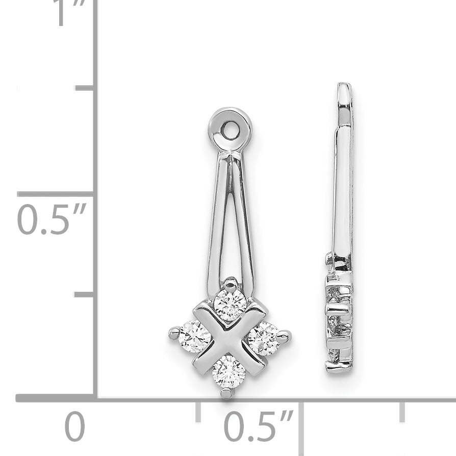 14k White Gold 1/4 CT I1 Diamond Dangle Cluster Earring Jackets