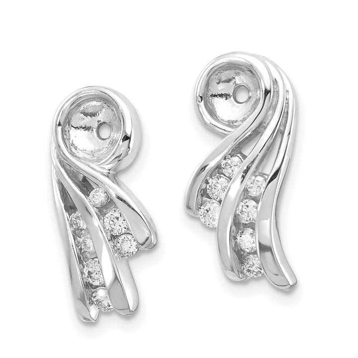 14k White Gold 1/4 CT I2 Diamond Fancy Earring Jackets