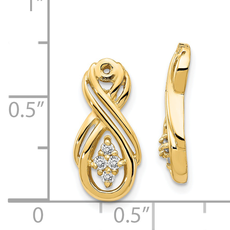 14k Yellow Gold 1/8 CT SI2 Diamond Infinity Earring Jackets